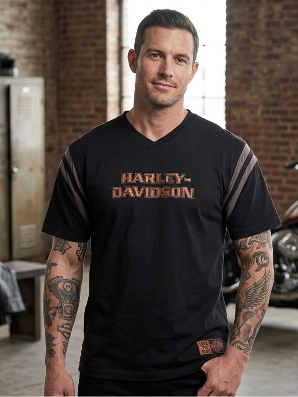 Harley-Davidson Embroidered Jersey Tee XL San Diego California V-Neck Black